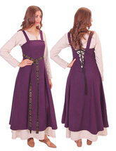 ANNA Wool Purple - Medieval Viking Wool Apron Dress